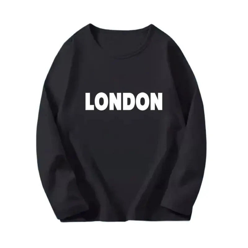 Fashion City Printed T-shirt Paris London Graphic T Shirts Boy Girl o-neck Long Sleeve Tops Tee