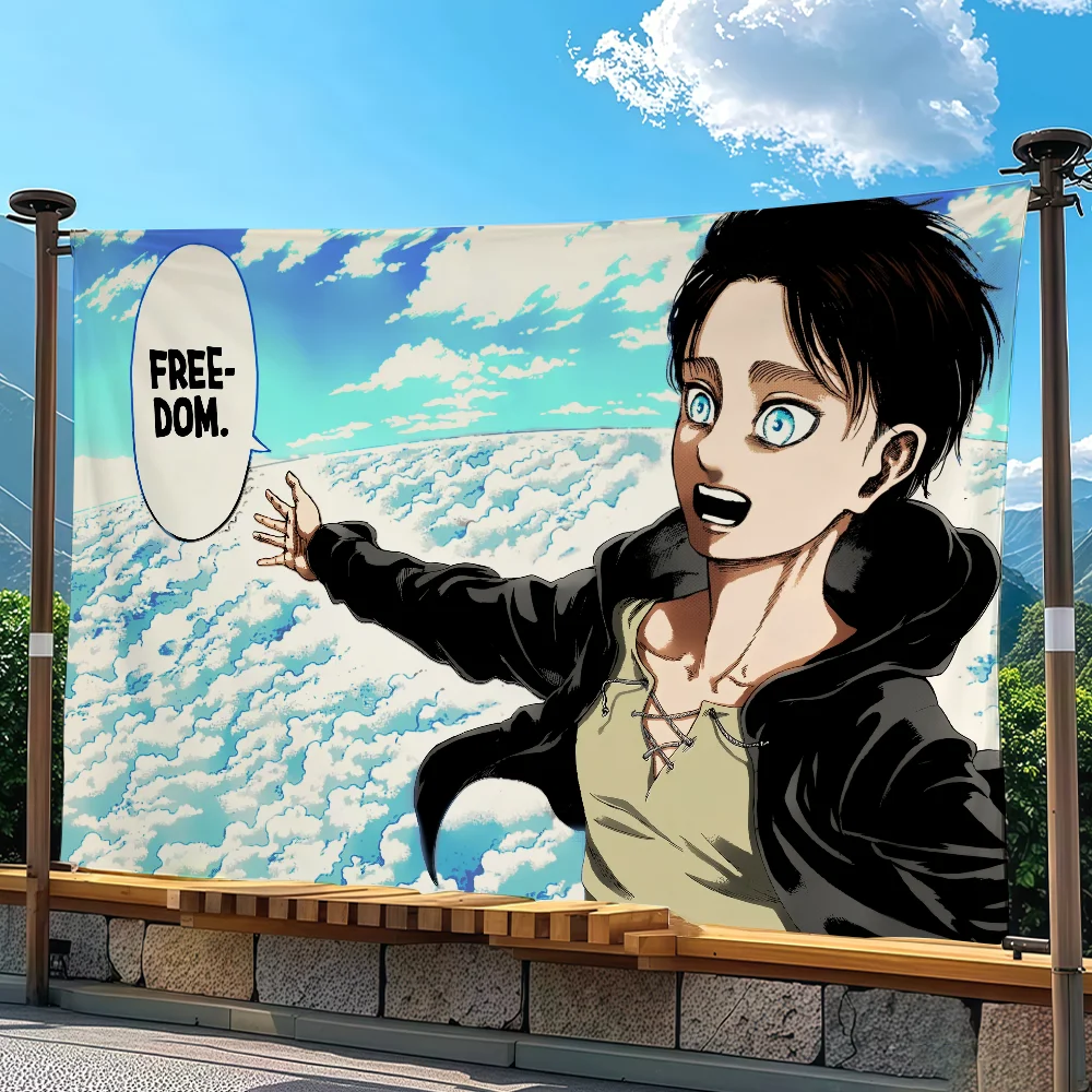 Eren Yeager Freedom flag Advertising Banner for Camping Decoration Outdoor & Garage Wall Hanging Decorations