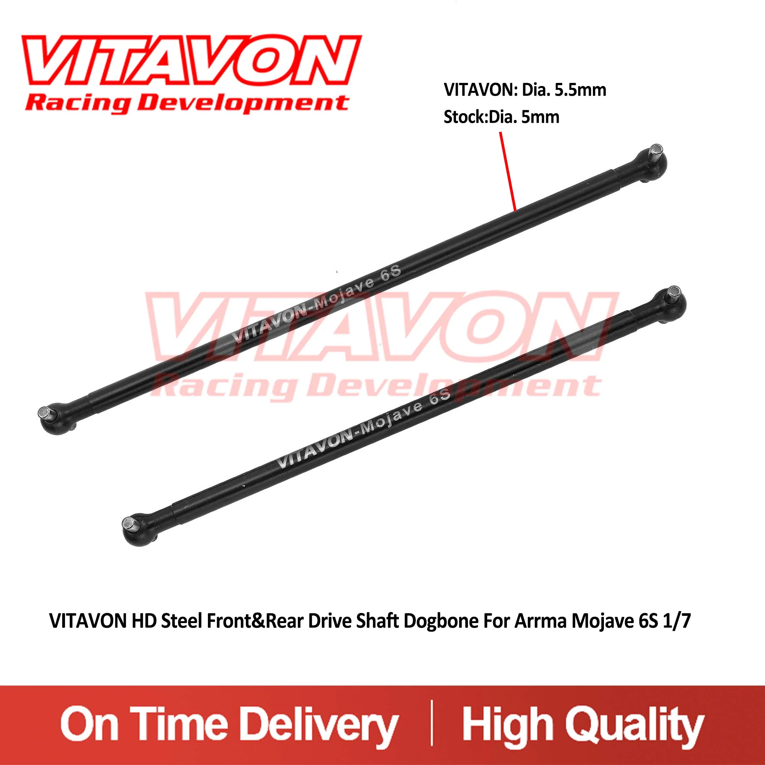 VITAVON HD Steel Front&Rear Drive Shaft Dogbone For Arrma Mojave 6S 1/7