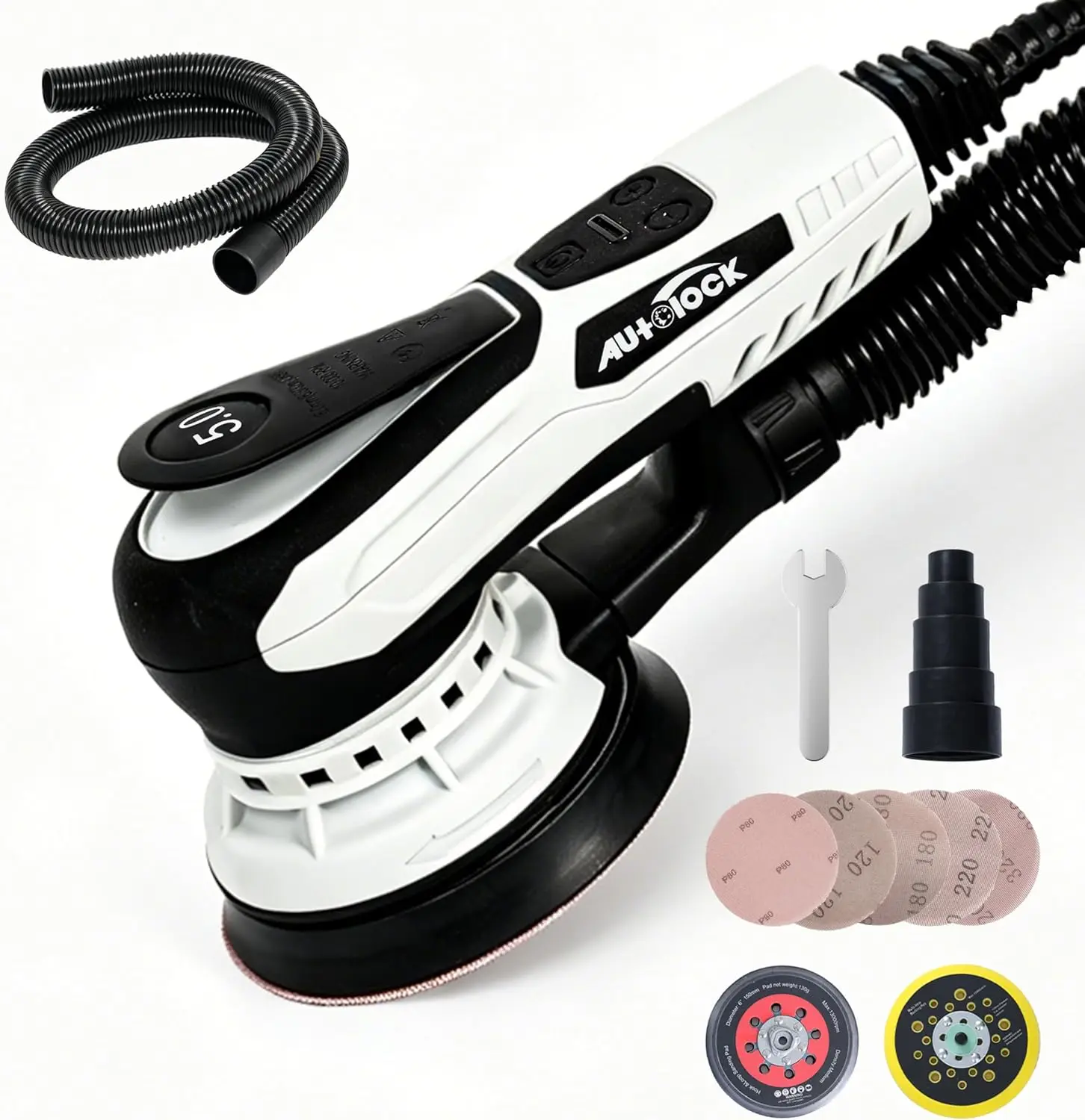 

Random Orbital Sander, 350W Brushless Motor with 5 & 6 Inch Pads, 10000RPM for Woodworking