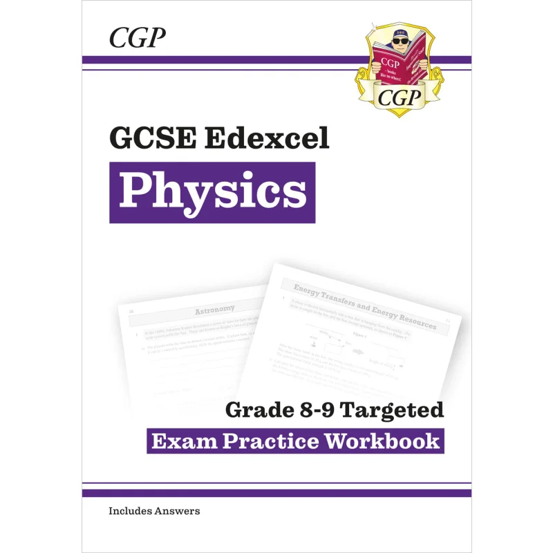 

Новая рабочая тетрадь GCSE Physics Edexcel класса 89, назначенная для занятий экзаменами, включает в себя книги CGP для ответов 9781789080773