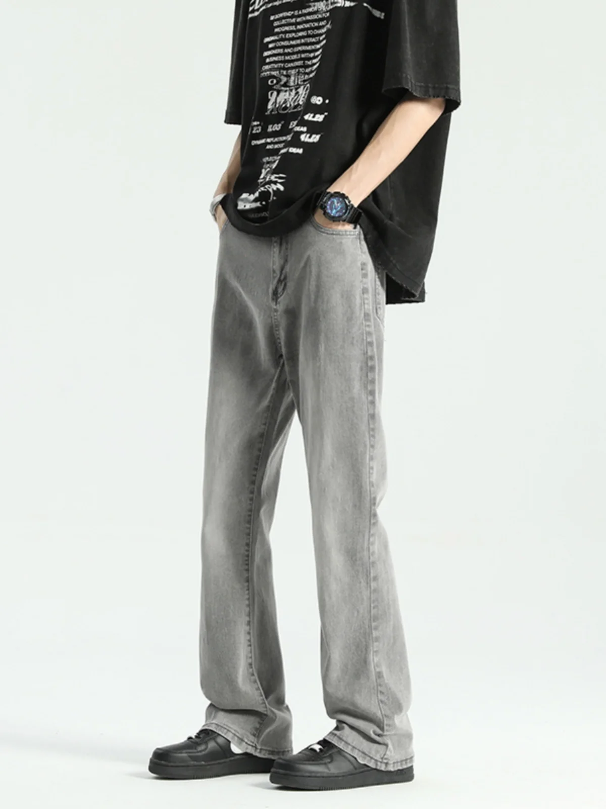 

y ey 57 Knife Straight Leg Men's Jeans American Vibe High Street Trendy Brand Loose Straight Cut Jeans Youth