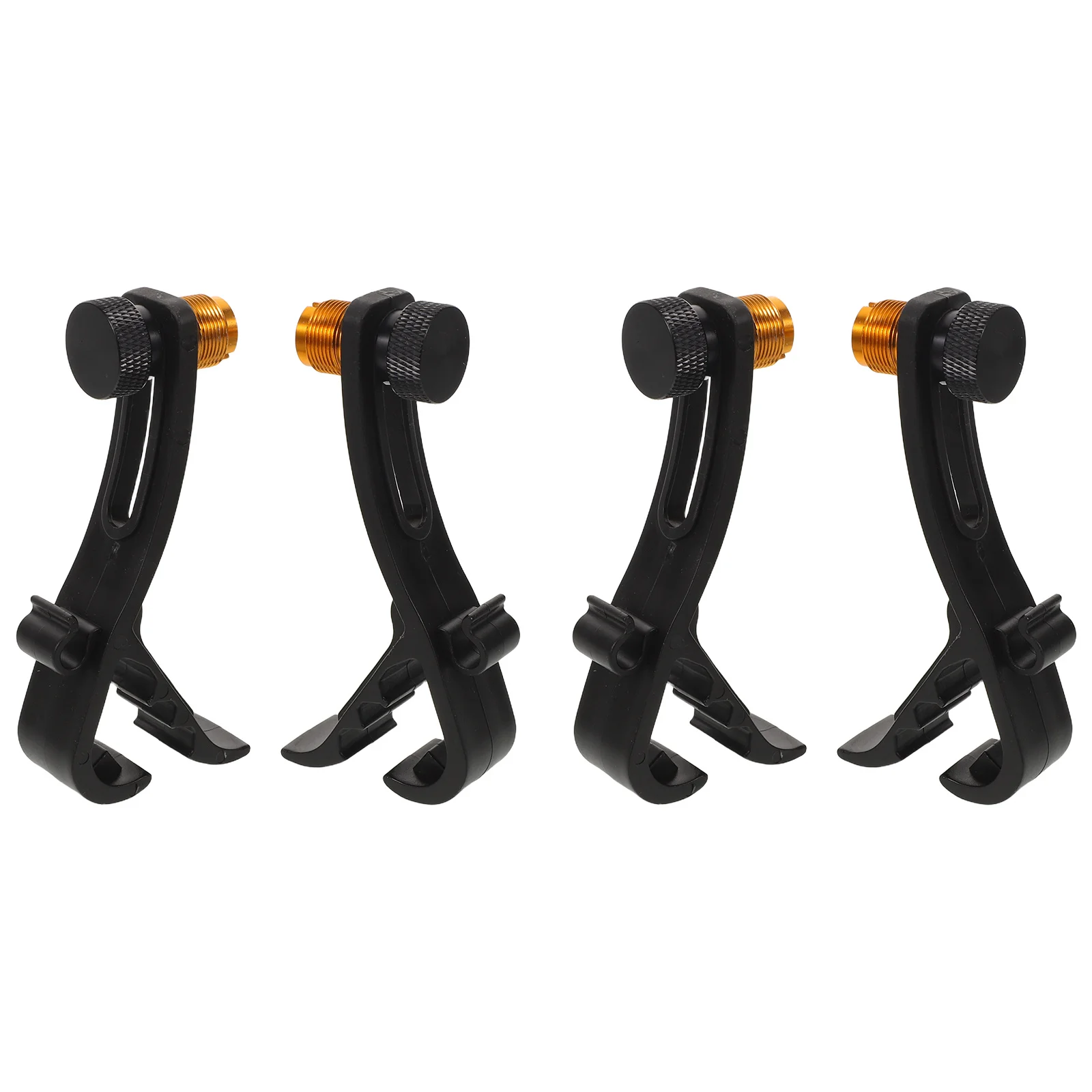 

4Pcs Drum Mic Clips Black Metal Microphone Clamp Mount for Drum Set Rehearsal Live Performance Shock Resistant Bracket