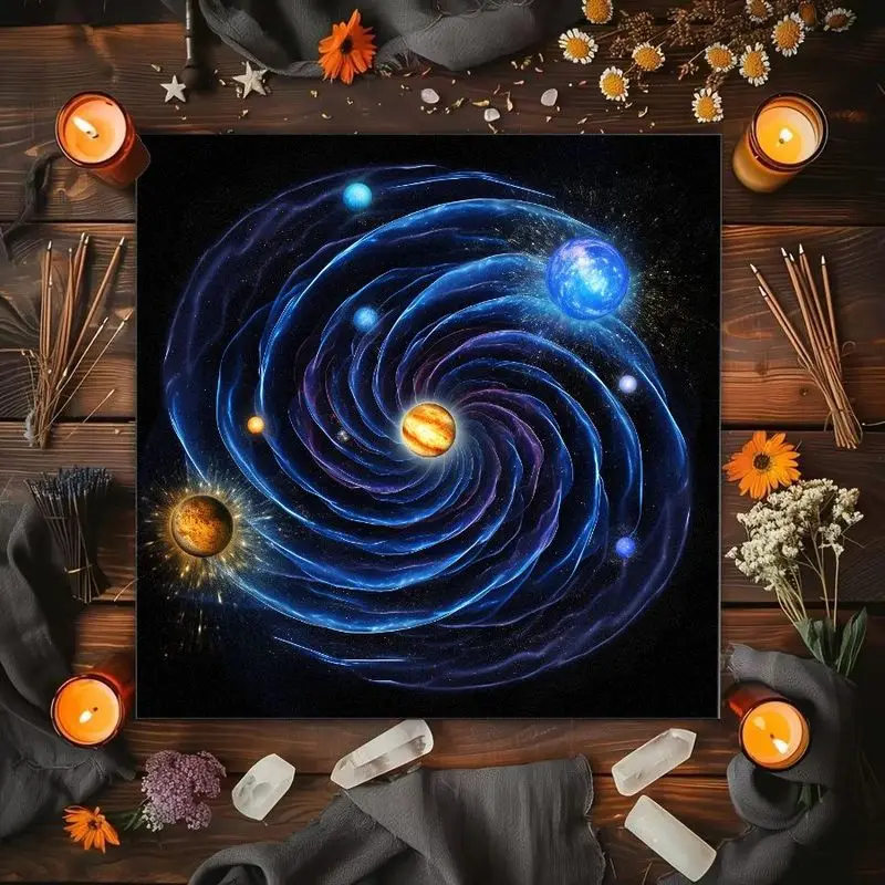 VIKAMA Spirit Snake Lotus Tarot Card Tablecloth Mystical Divination Altar Cloth for Ritual Spiritual Decor Witchy