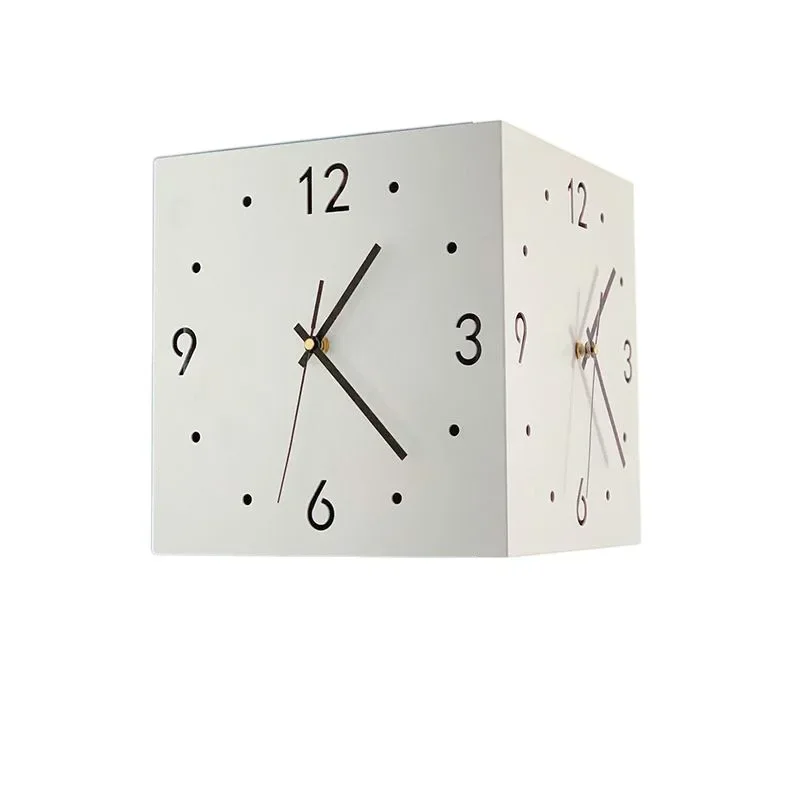 

Ins Wind Corner Clock Wall Clock Living Room Creative Simple Modern Wall Clock No Punching Fashion Corner Metal Restaurant