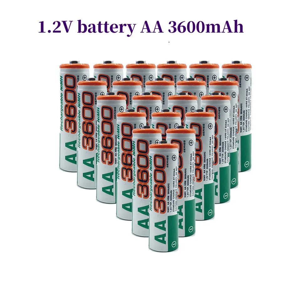 100% nueva batería AA 3600 mAh batería recargable 1,2 V Ni-MH AA batería adecuada para relojes ratones ordenadores 2