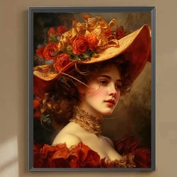 New Arrival European Elegant Woman With A Hat 5D Diamond Painting Flowers DIY Full Diamond Embroidery Mosaic Cross Stitch Kits