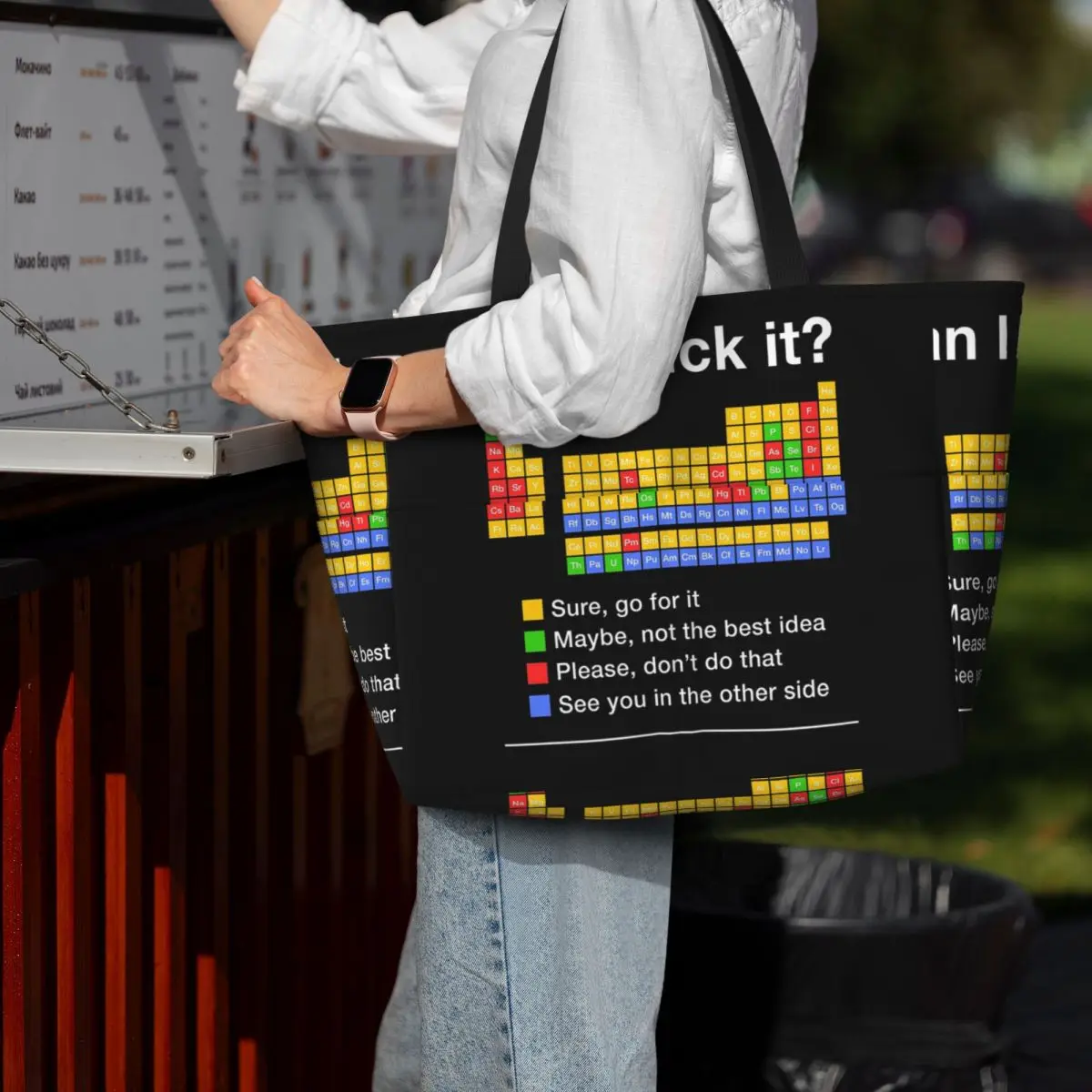 Can I Lick It Periodic Table Beach Tote Bag Sport Gym Yoga Duffle Large Tote Bag Women Travel Bag Fitness bag