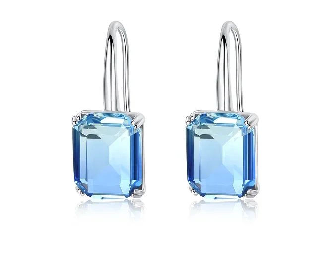 Fashion jewelry new color gradient zircon Crystal from Austrian imitation tourmaline earrings classic square geometric earhooks