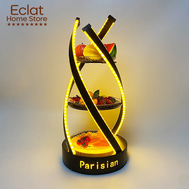New wrought iron three-layer snack inventory heart twist-shaped fruit rack creative bar KTV multi-layer fruit tray rack
