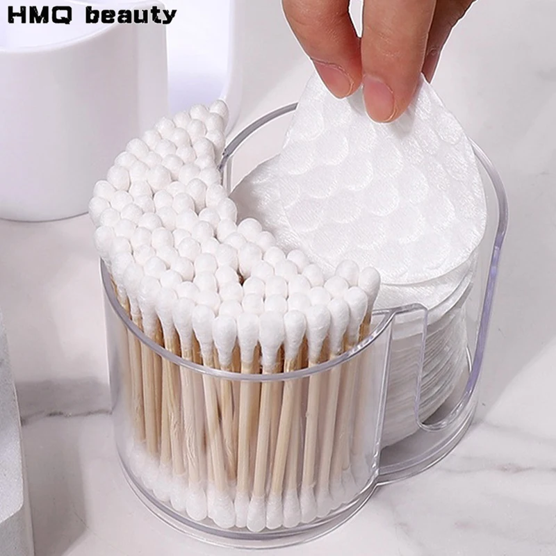 Cotton Swabs Storage Box Makeup Round Pad Holder Desktop Organizer Make Up Sponges Container Nail Art Tools Makeup Supplies
