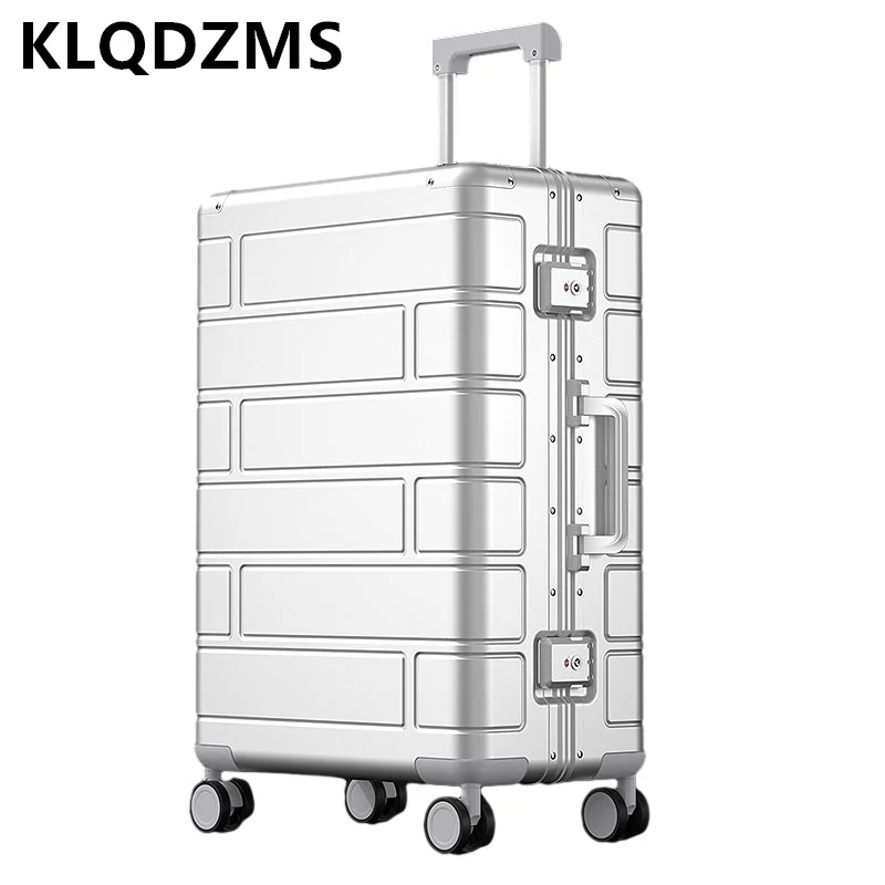 KLQDZMS Men's Luggage All Aluminum Magnesium Alloy Boarding Box Business Trolley Case 20