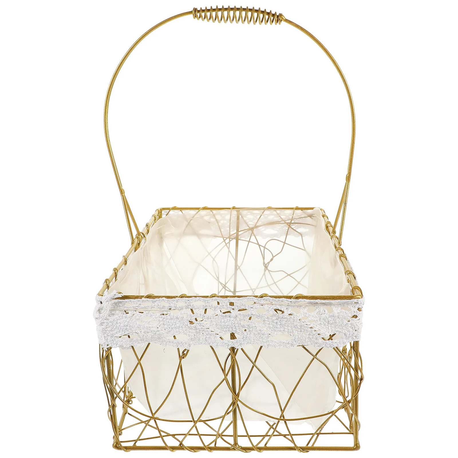

Handheld Picnic Basket Metal Wire Fruit Vegetable Storage Basket Stable Non-Slip Holder for Kitchen Countertop Fruit Container