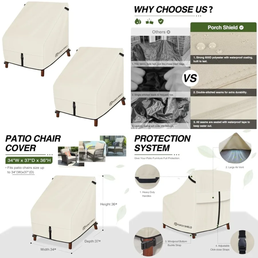 

Patio Chair Covers Waterproof Outdoor Lounge Deep Seat Chair Cover 3W x 37D x 36H inch