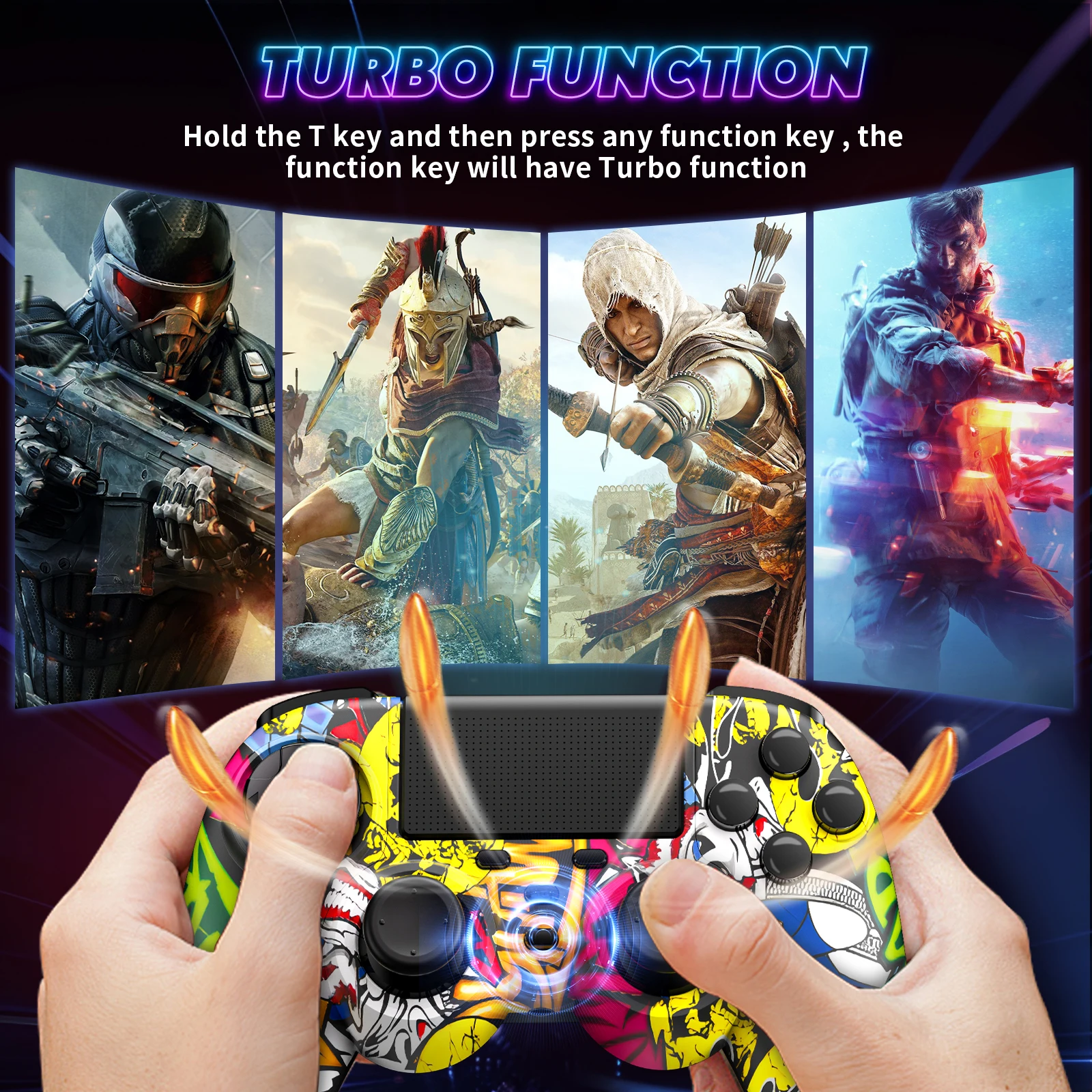 Wireless Gamepads For Ps4 Ps3 Pro Slim Ios Android Pc With 6-Axis Gyro Dual Vibration Hall Effect Vibration Effect Controller