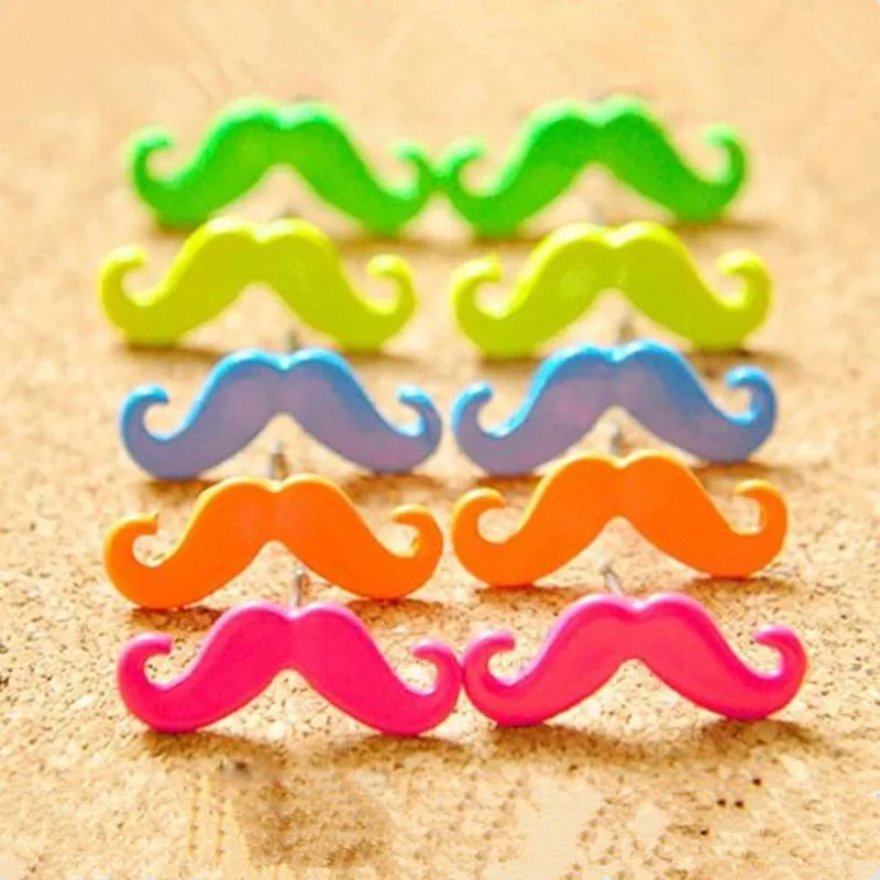 Avanti Mustache Candy Color Fluorescent Color Earrings Earrings Multicolor