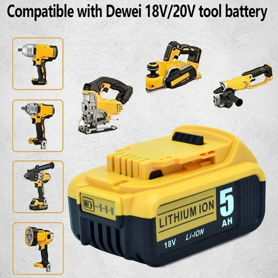 5000mAh 6.0Ah For Dewalt DCB200 Replacement Battery Compatible For Dewalt 18V 20V Tools DCB120 DCB182 DCB200 DCB609 Battery