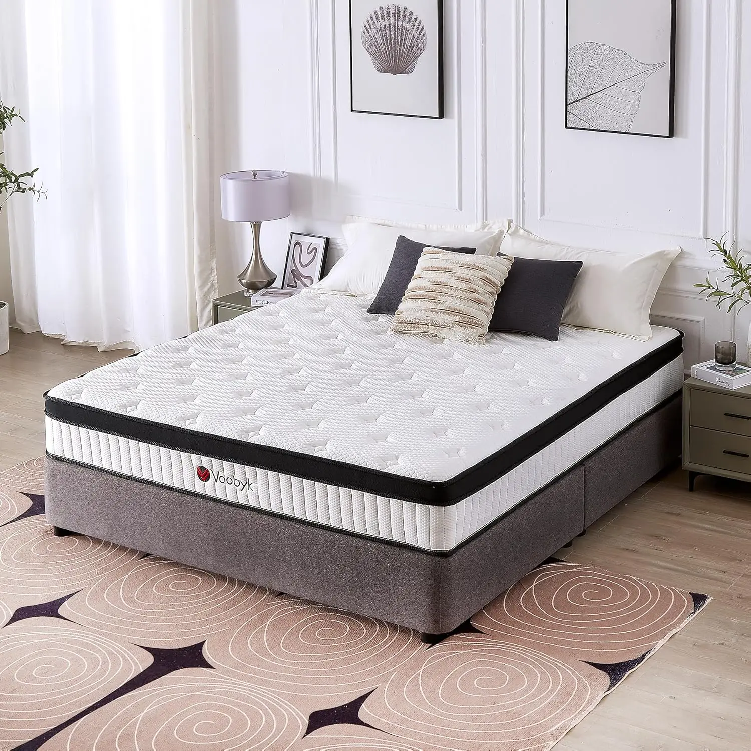 Hybrid Queen Size Mattresses in a Box, Memory Foam Mattress with Pocket Springs, Pressure Relief & Motion Isolation, CertiPUR-US