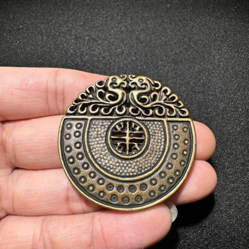 

Vintage Distressed Brass Double Dragon Pendant Copper Waist Pendant Antique Small Copper Piece Copper Handle Piece