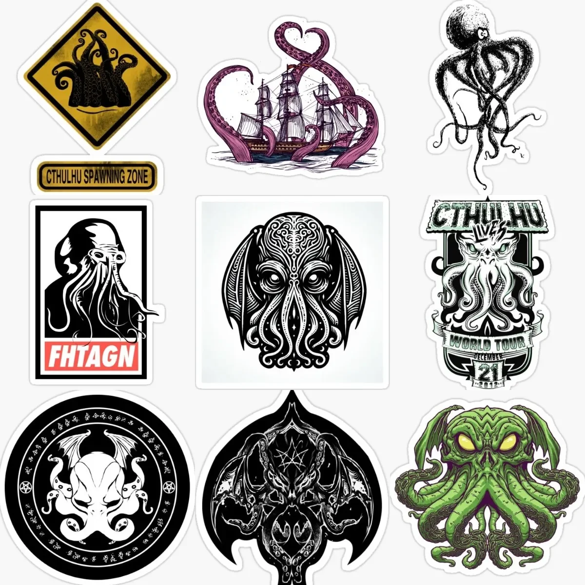 

Cthulhu Great Old Ones Octopus Emblem Creative PVC Accessories Sticker for Decorate Wall Fridge Car Van Bicycle Off-road Decal