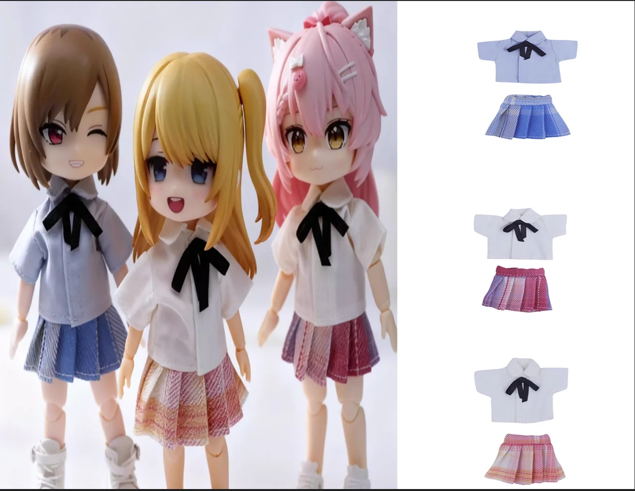 

Snail 1/12 12 Points OB11 Doll Clothes Student JK Uniform Shirt Short Skirt Set Model Accessories P8 P9 Bjd Body In Stock