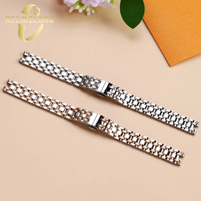 Stainless steel watchstrap 12 High-quality metal silver rose gold women watchband bracelet For Tissot Bellissima Quartz T126010A