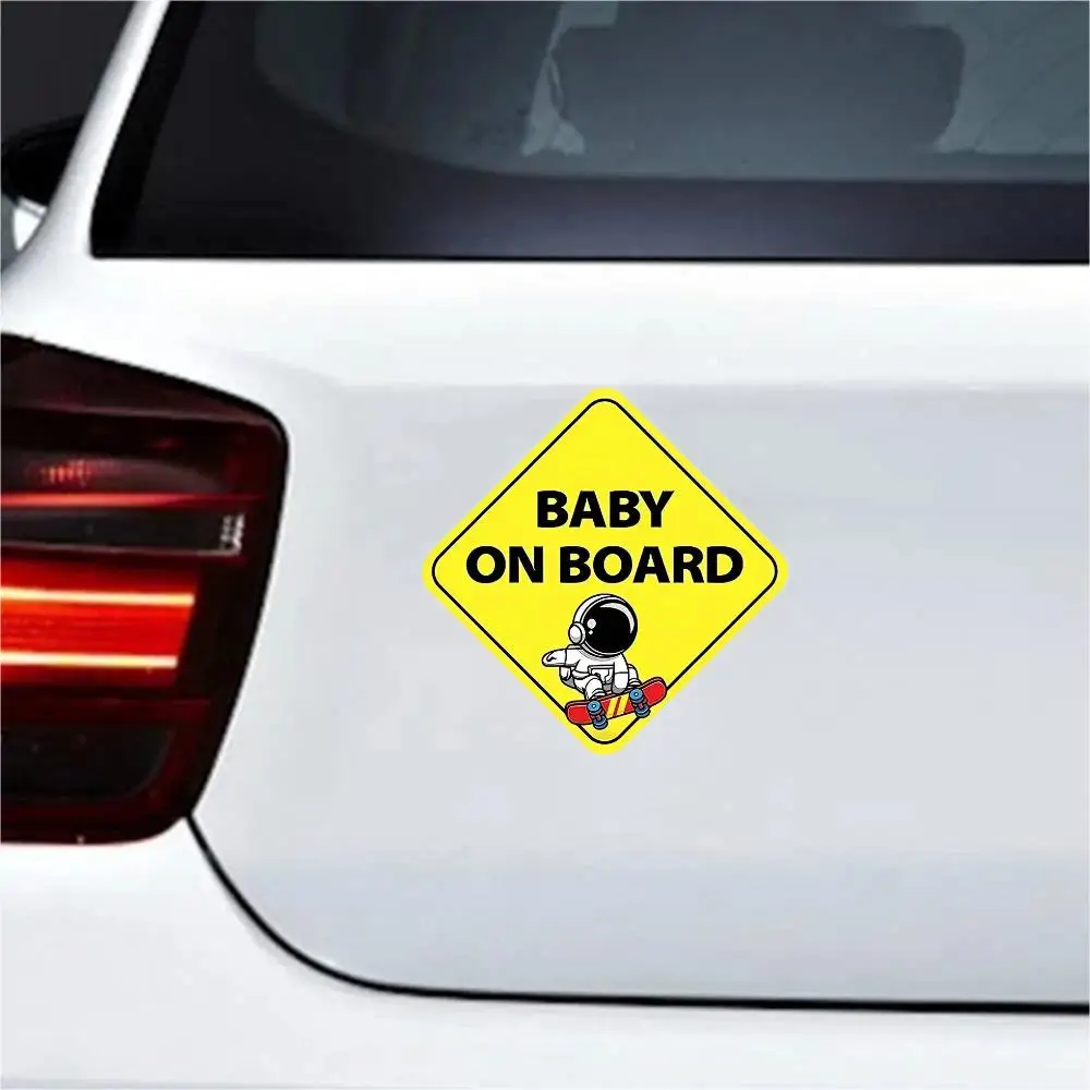 Adorable Astronaut Car Sticker Warning Bumper Baby on Board Car Window Fine Decal  Waterproof Reflective Sunscreen Decoration