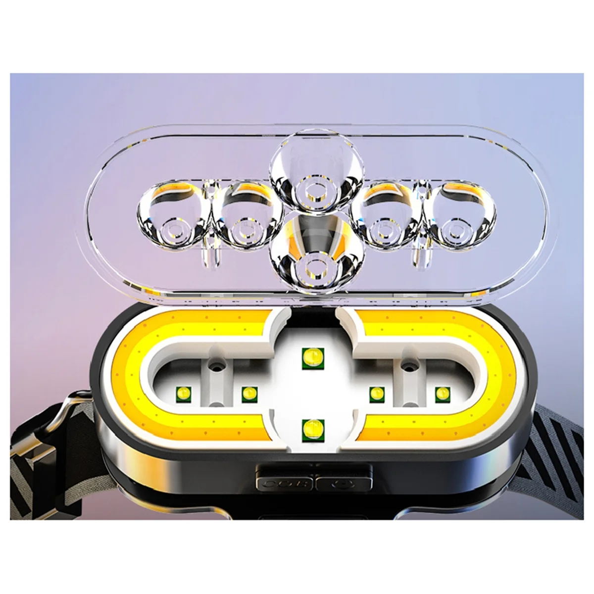 

ABMO Led Rechargeable Headlamp Headband Headlamps Supports Zoom Adjustable 90° Suitable for Outdoor Camping Hiking Cycling