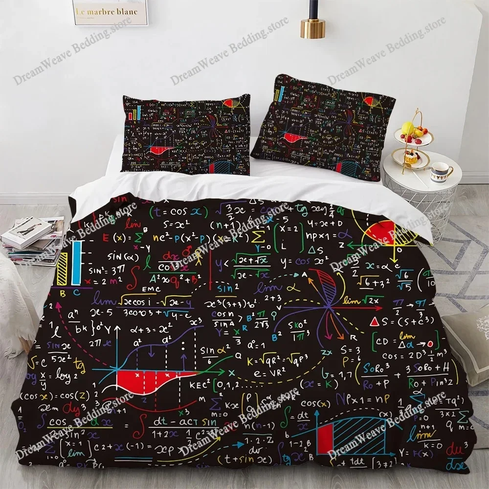 

Mathematical Formula Duvet Cover Set King Queen Full Size Microfiber Bedding Set for Kids Teens Comforter Cover with Pillowcase9