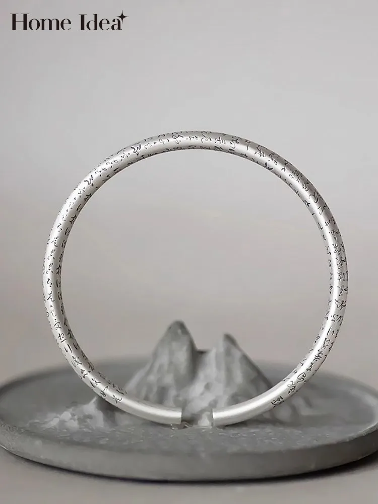 

Новый дизайнерский женский винтажный узор, однотонный браслет из стерлингового серебра 999 пробы, регулируемый открытый браслет-манжета, ювелирный аксессуар