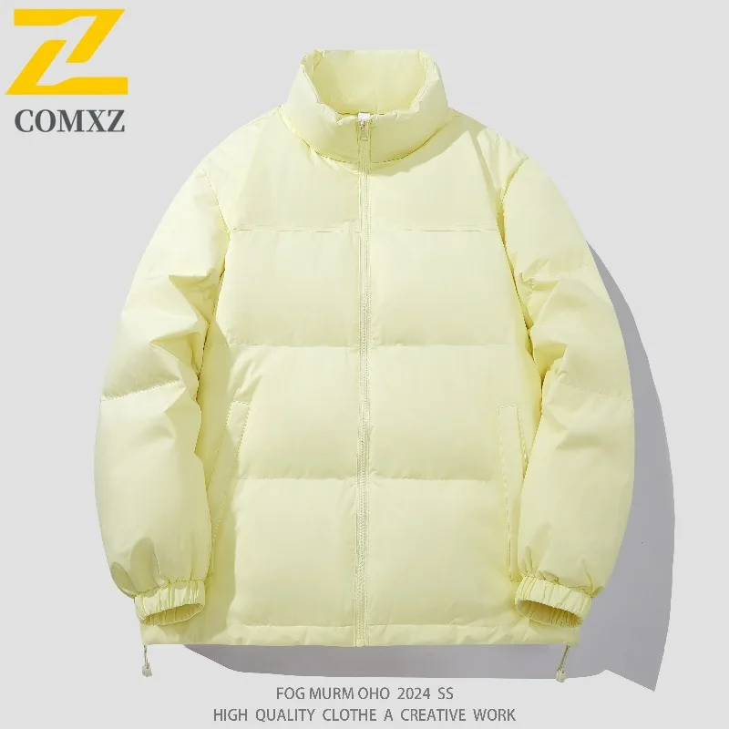 COMXZ Classic Stand Collar Men Down Jacket Casual Hiking Travel Cold Resistant Parka Daily Style Thickened Warm Winter Down Coat