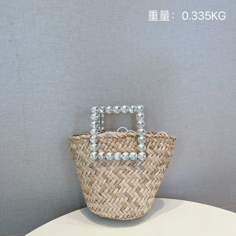 Handmade Diamond Woven Straw Bag Designer Luxury Bag Handbag For Women 2023 High Quality Summer Bali Vacations Beach Bag Purses