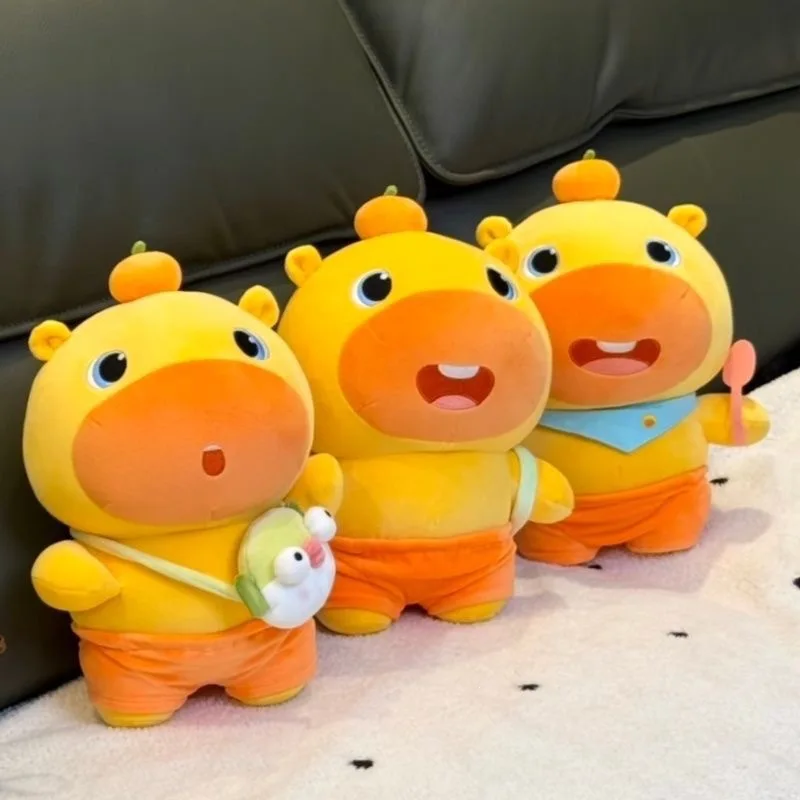 Plush Doll Orange Capybara Lulu Soft Stuffed Toy Pufferfish Crossbody Bag Throw Pillow For Sofa Home Decoration Adult Gift