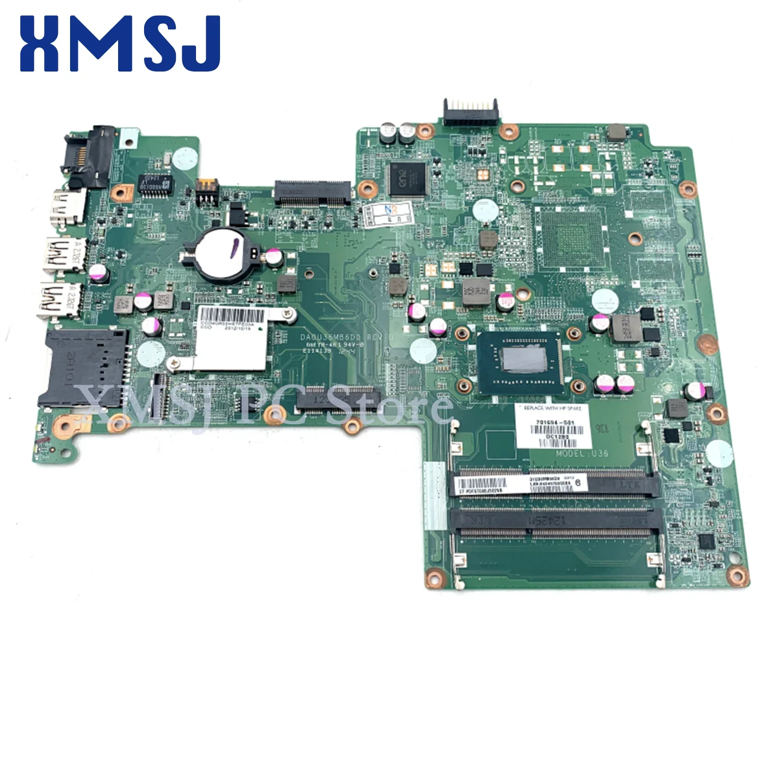 XMSJ FOR HP Sleekbook 15-B Series Laptop Motherboard DA0U36MB6D0 701694-501 701694-001 712794-001 DDR3L HM77 I5-3317U CPU