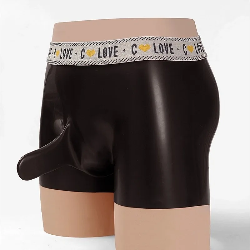Men's Latex Boxers Shorts Convex Pouch Rubber Male Erotic Lingerie Tight Gay Panties Hombre Transparent Sexy Underpants