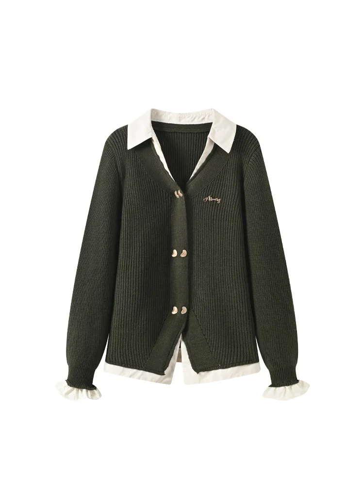 

plus Size Ne Long Sve Knitwear Casual Sle Women's Faion Spring Top Layered Look Comfortable Korean Sle Loose Fit