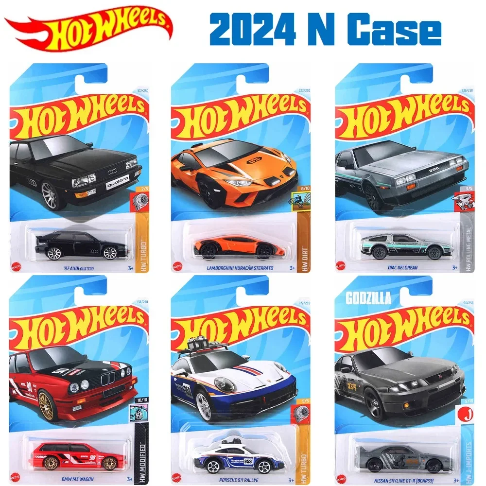 Hot Wheels Car 2024 N Case DMC DELOREAN POSCHE 911 RALLYE LAMBORGHINI HURACAN STERRATO Auto Model Boys Toys Gift