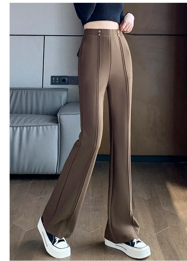 

Bell Bottom Pants For Women New Spring Autumn Waist Draped Slim Fit Stretchy Straight Casual Fashion 90s Clothes Vintage