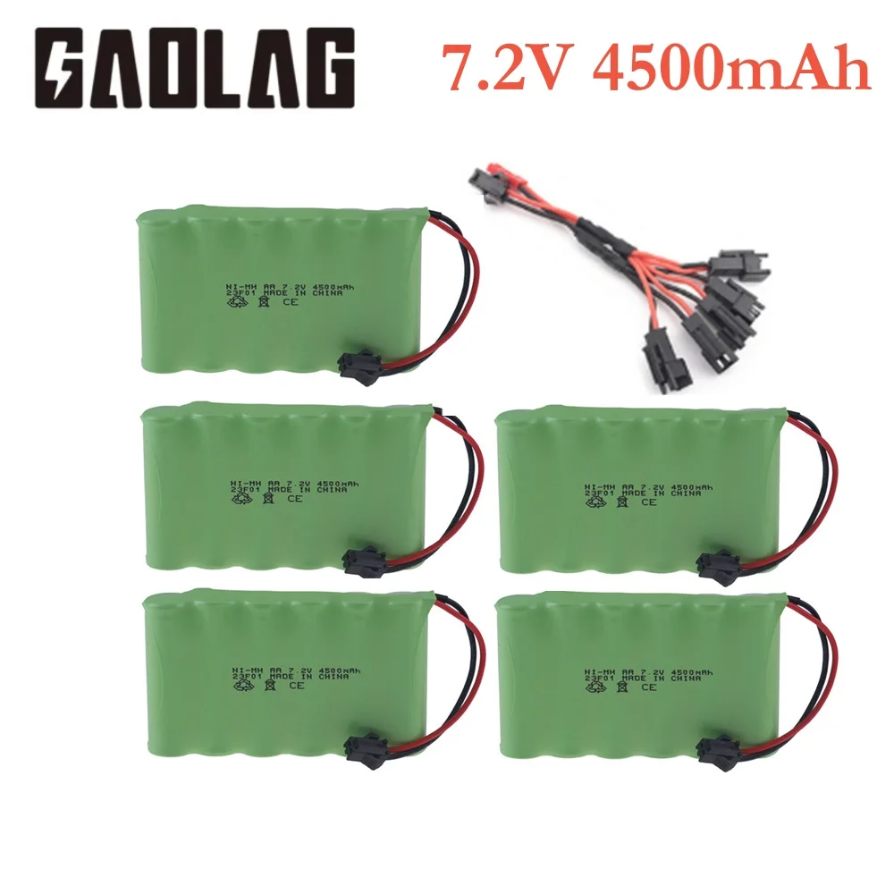 Batería recargable Ni-MH de 7,2 v y 4500mah, cargador para juguetes Rc, coches, tanques, camiones, Robots, barcos, pistolas, 3000mAh, AA, 7,2 v