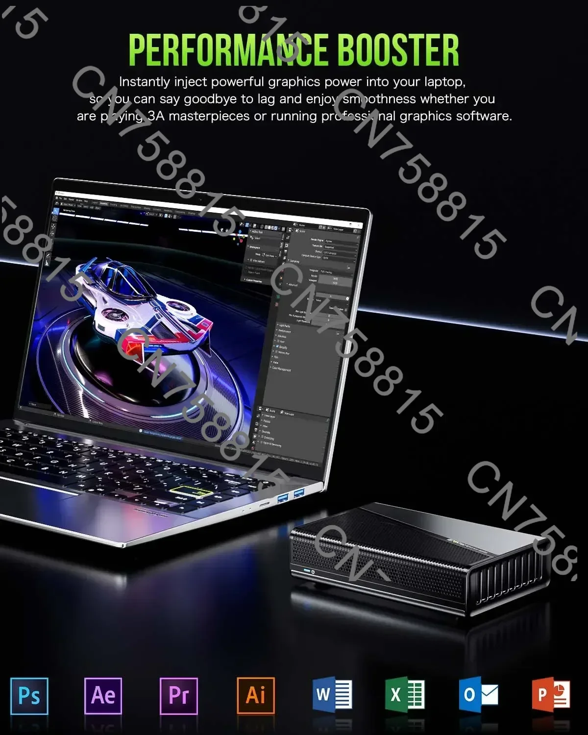 

External GPU Docking Station Oculink eGPU Dock GMKtec AD-GP1 Graphics Card AMD Radeon RX 7600M XT Oculink USB4 TYPE-C