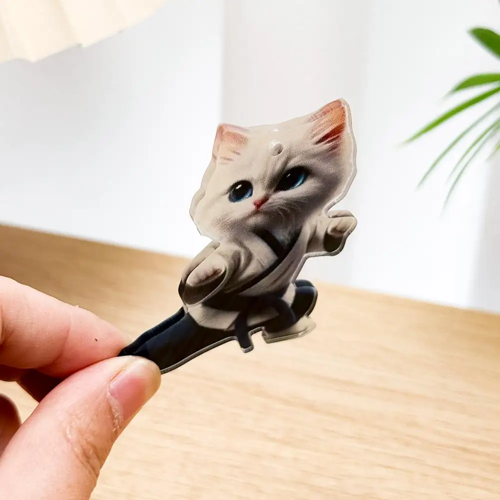 2D Car Pendant Hanging Ornament With Chain Realistic Animal Cat-Shaped Rearview Mirror Hanging Ornament Car Interior Decor Craf - 2