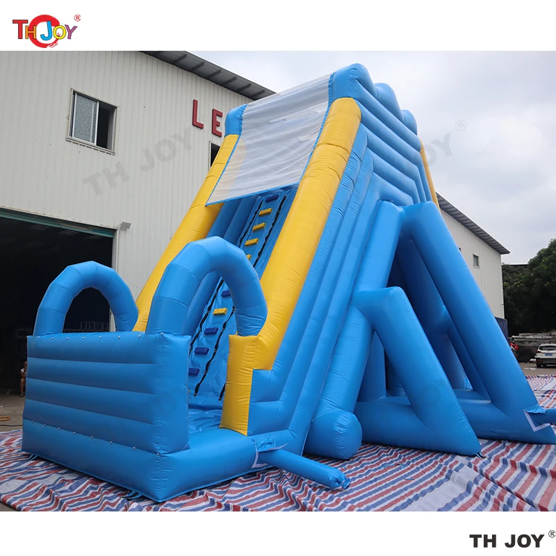 Free Ship to Port , 16x8m Tropical Blue Waterslide Giant Inflatable Water Slide with Pool