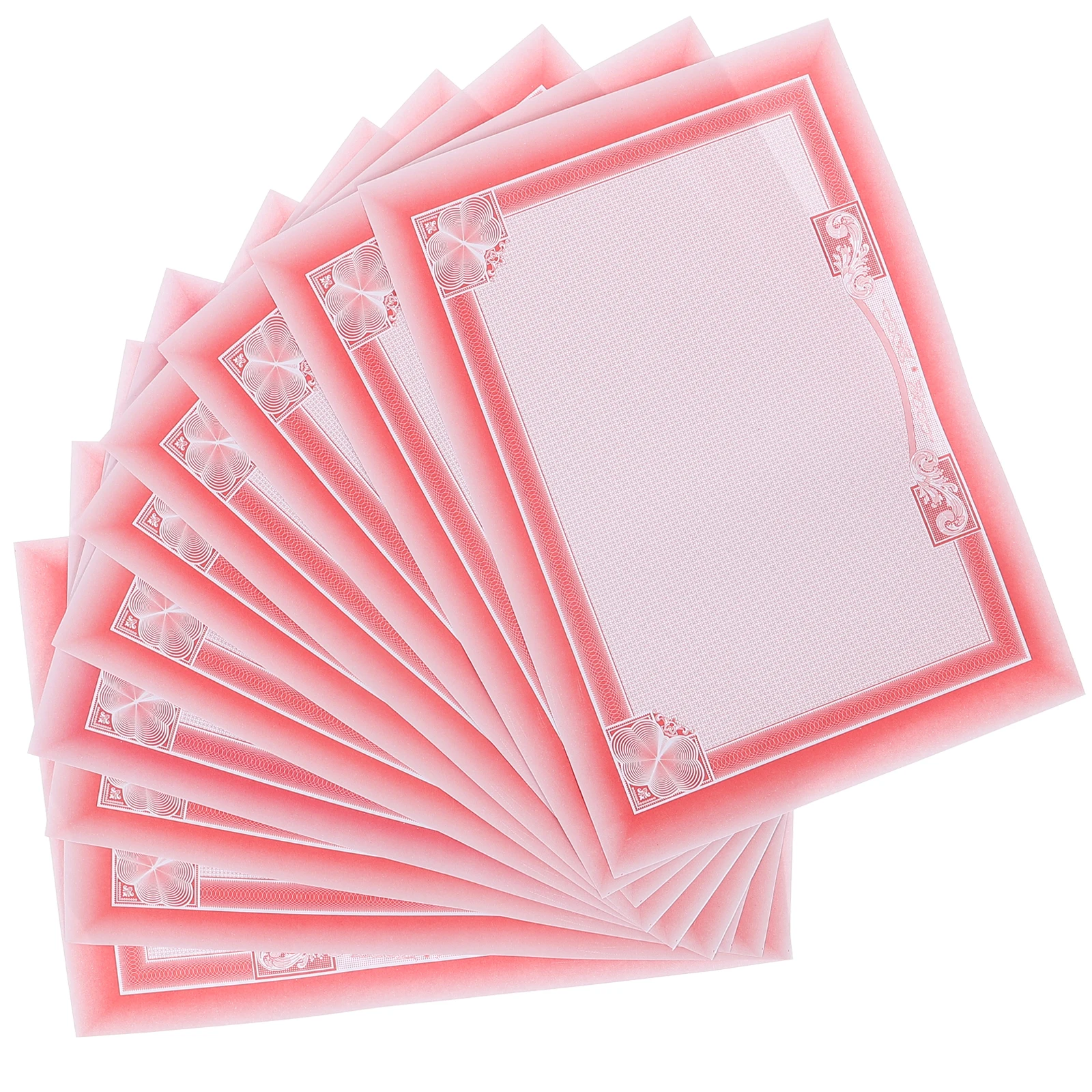 10 Stück 10 BlattBlankDiplomaCertificateInnerPaper16KRedWhitePrintableWritableSmoothFloralBorderForAwardsGraduationCardStock