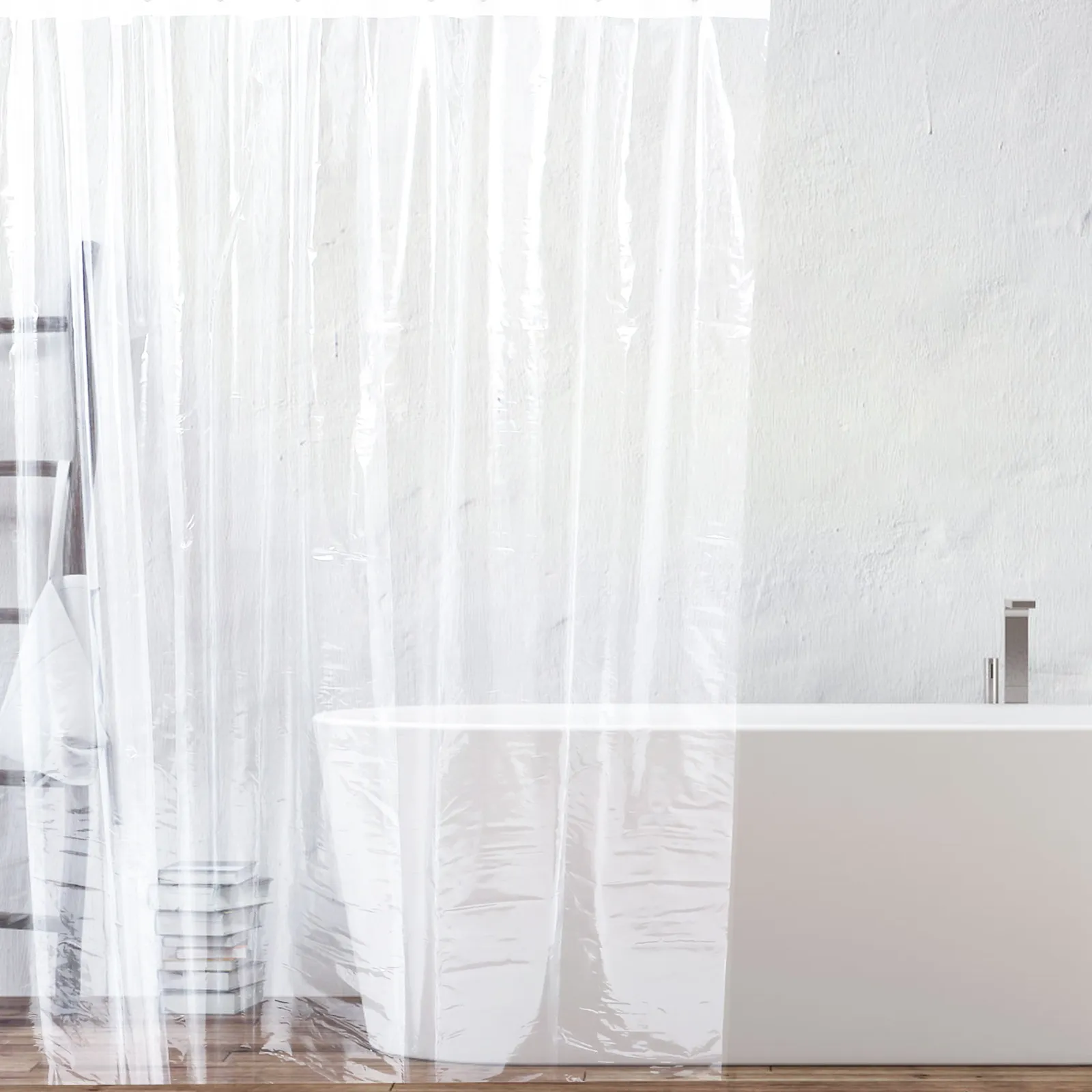 

Прозрачная водонепроницаемая шторка для душа, многоразовая, толстая, прозрачная, удлиненная, очень большая, для ванной комнаты, сверхпрочная