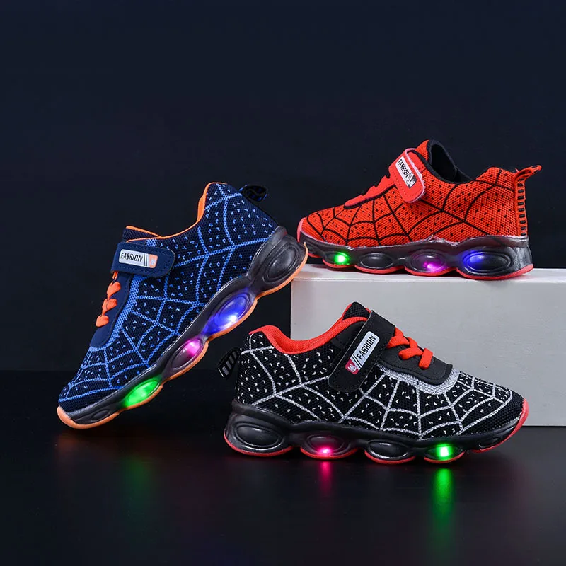 

Disney Kids'Casual Shoes Led Light PU Leather Fashion Spring Running Shoes For Children Anti-slip Breathable Size21-30