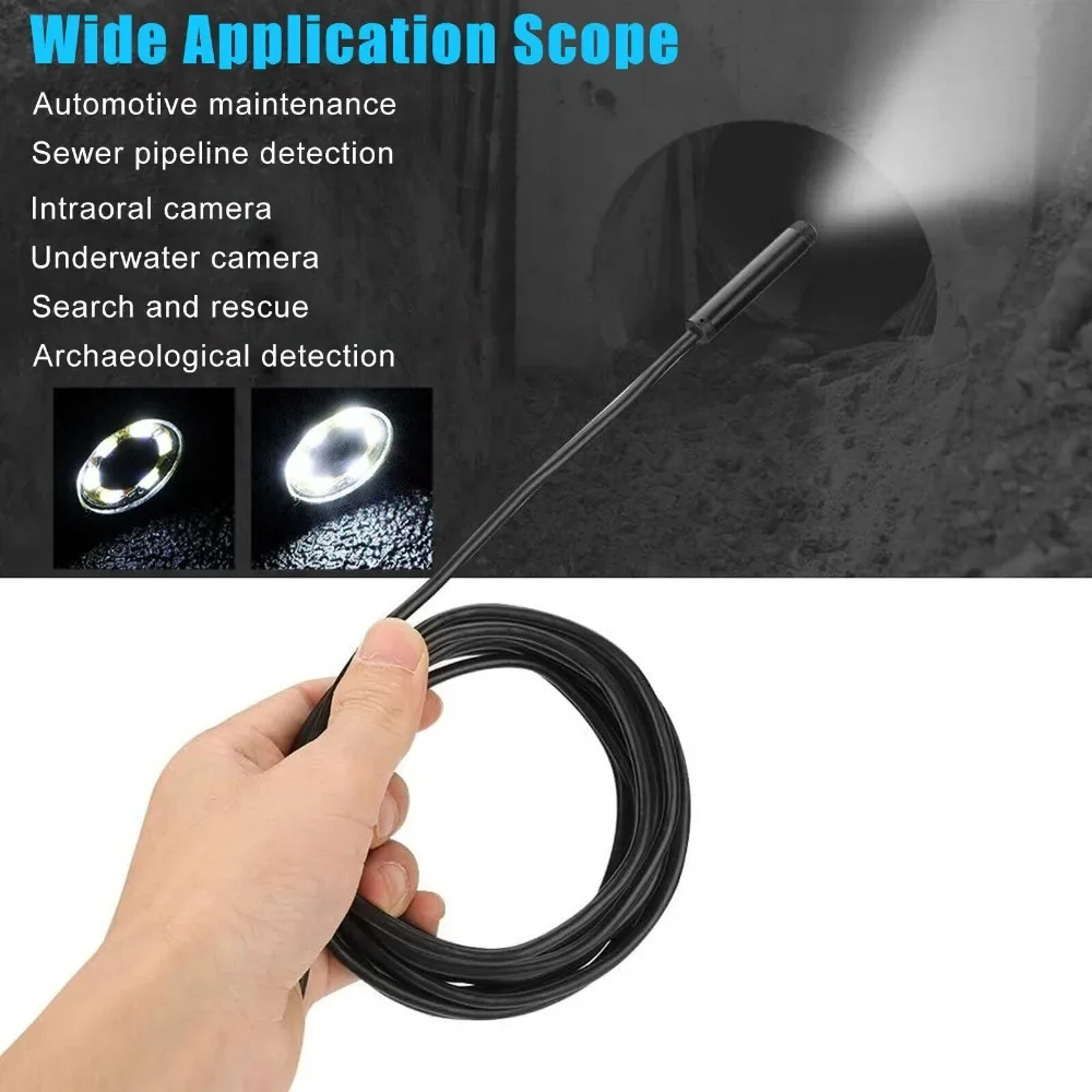 3in1 6LED USB Snake Endoscope Borescope HD Inspection Camera Scope Waterproof Industrial Endoscope for Android Type C