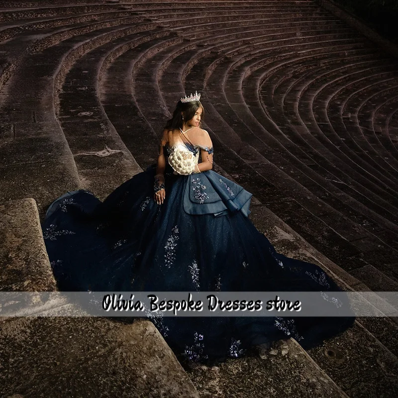 Preciosos vestidos de quinceañera de cristal, vestidos de baile con purpurina, fiesta de cumpleaños para niña, dulce 16, bata de ceremonia personalizada con hombros descubiertos