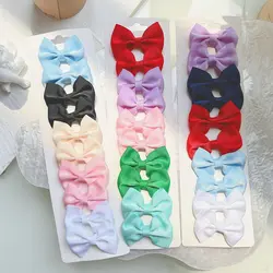 10Pcs/set Solid Colors Grosgrain Ribbon Bowknot Hairpins For Cute Girls Mini Hair Clips Barrettes Headwear Kids Hair Accessories