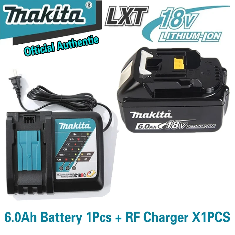 

NEW Makita 18V 6000mAh 15C Rechargeable Power Tools Battery With BL18650 BL1850B BL1860B Battery Charger Set With Working Light