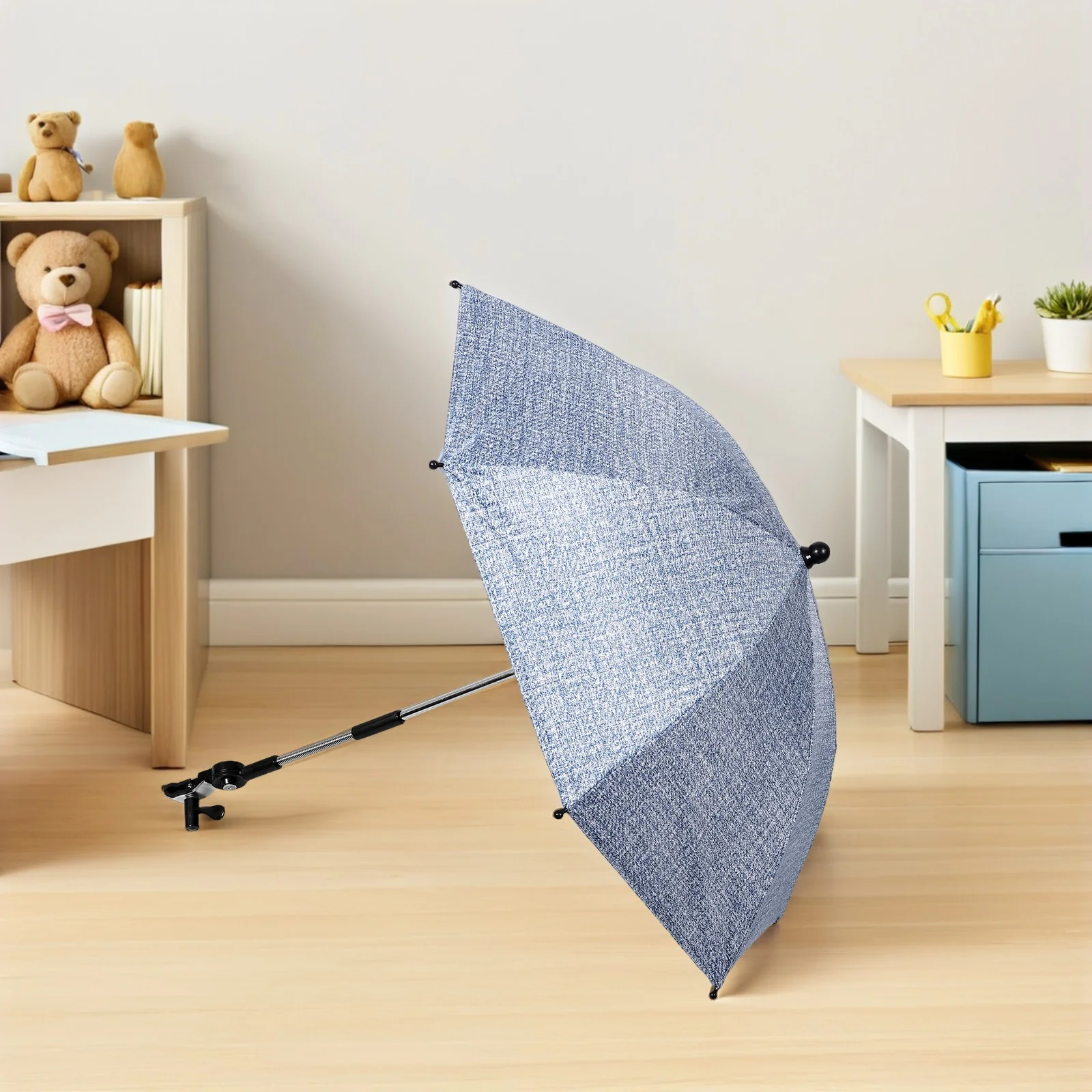 

UV Protection Baby Stroller Parasol Universal Lightweight Sunshade Umbrella Clip-On Dual Purpose Easy Open Black for Kids